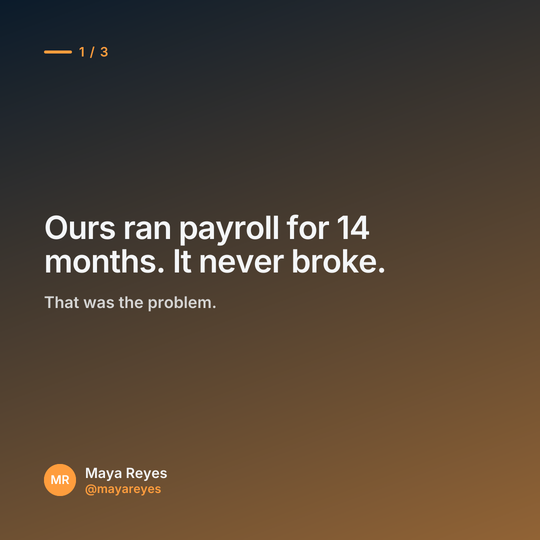 Slide 1 of a three-slide LinkedIn carousel for Maya Reyes at Northwind, rendered by Ballad
